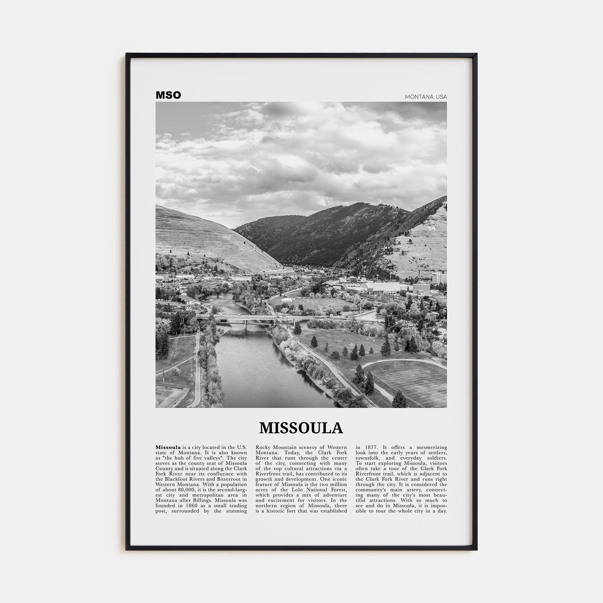 Missoula Travel B&W Poster