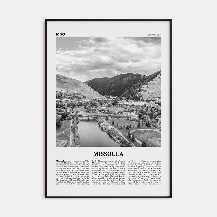 Missoula Travel B&W Poster