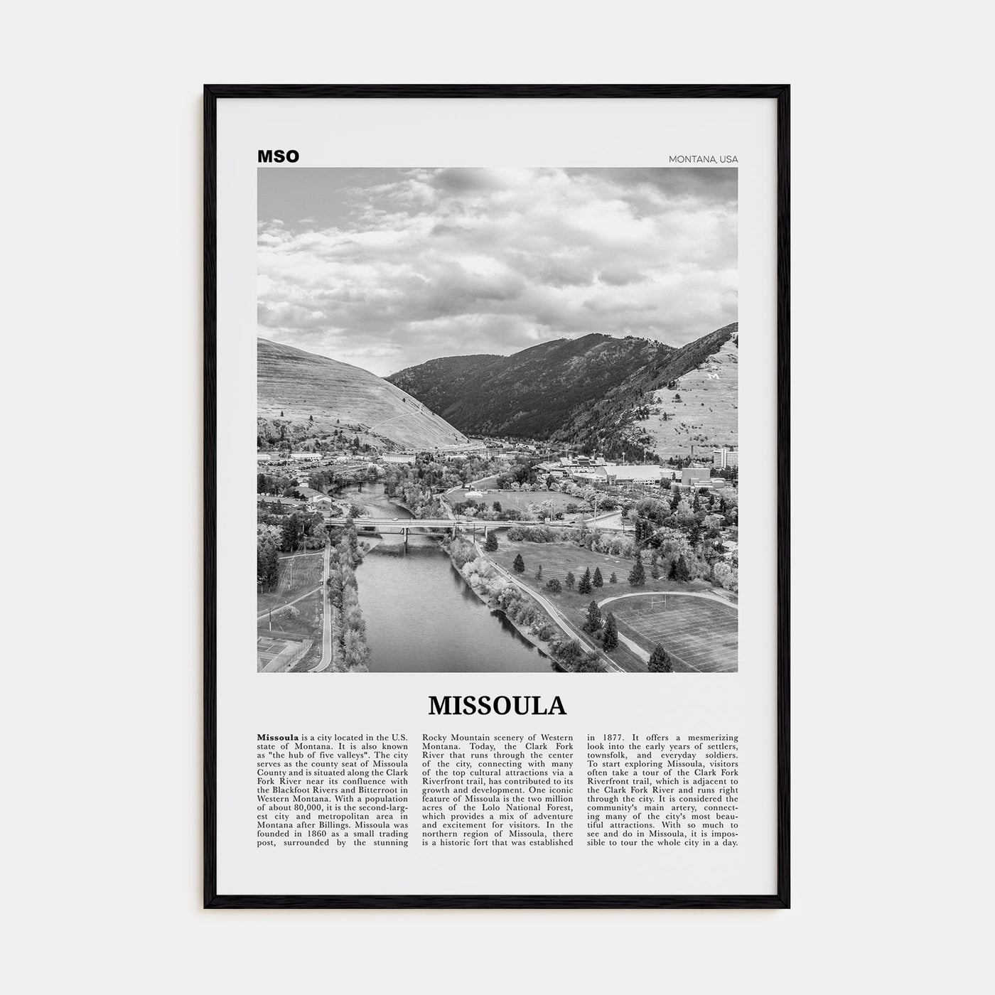 Missoula Travel B&W Poster