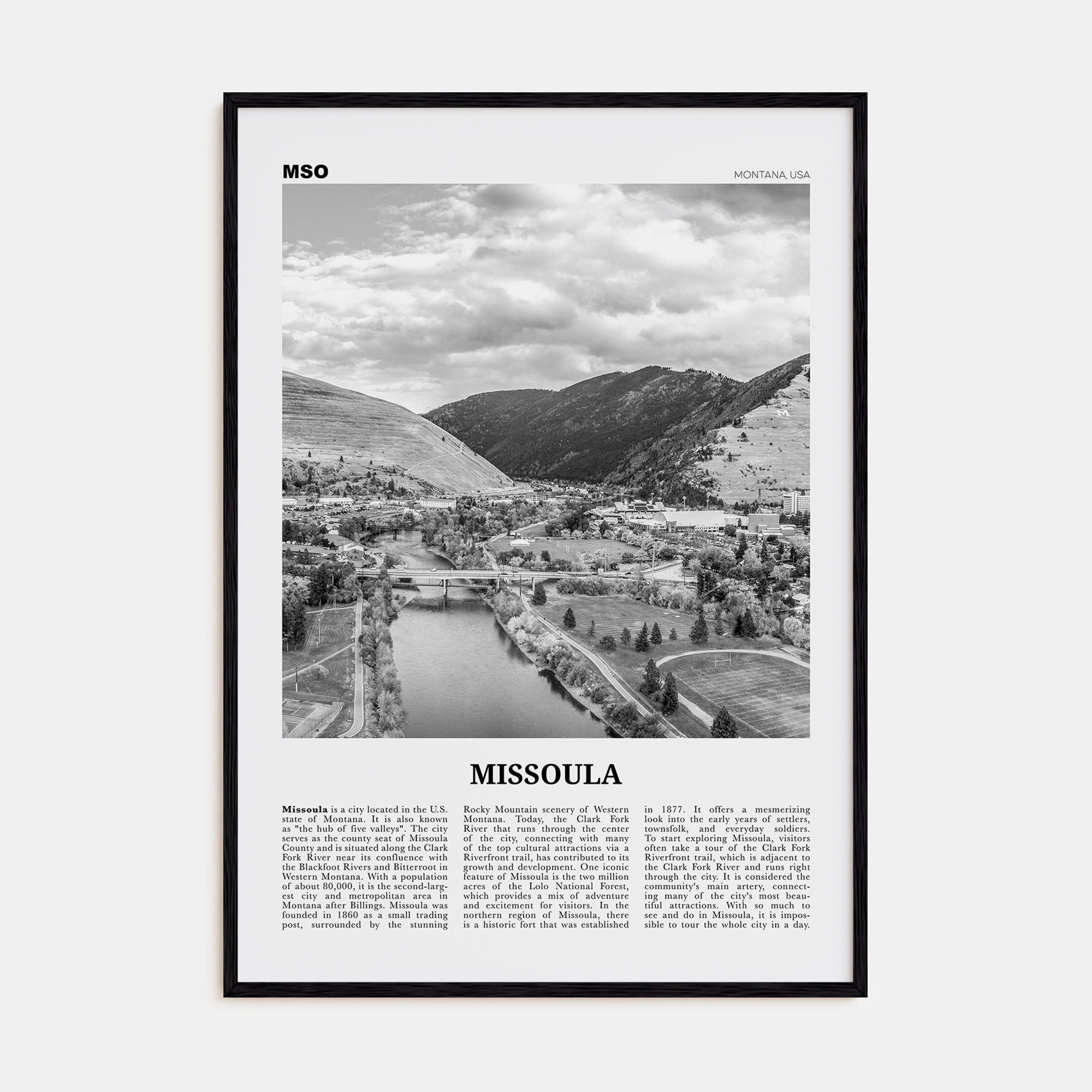 Missoula Travel B&W Poster