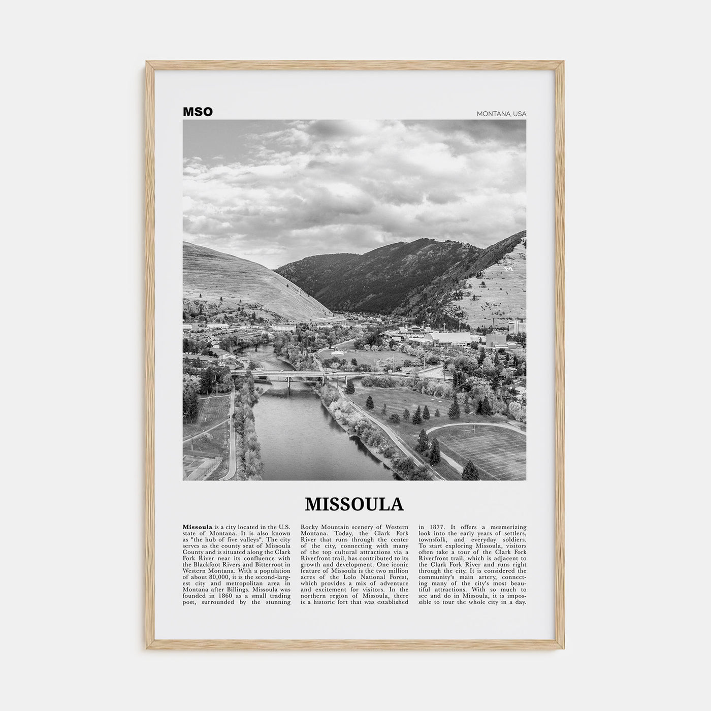 Missoula Travel B&W Poster