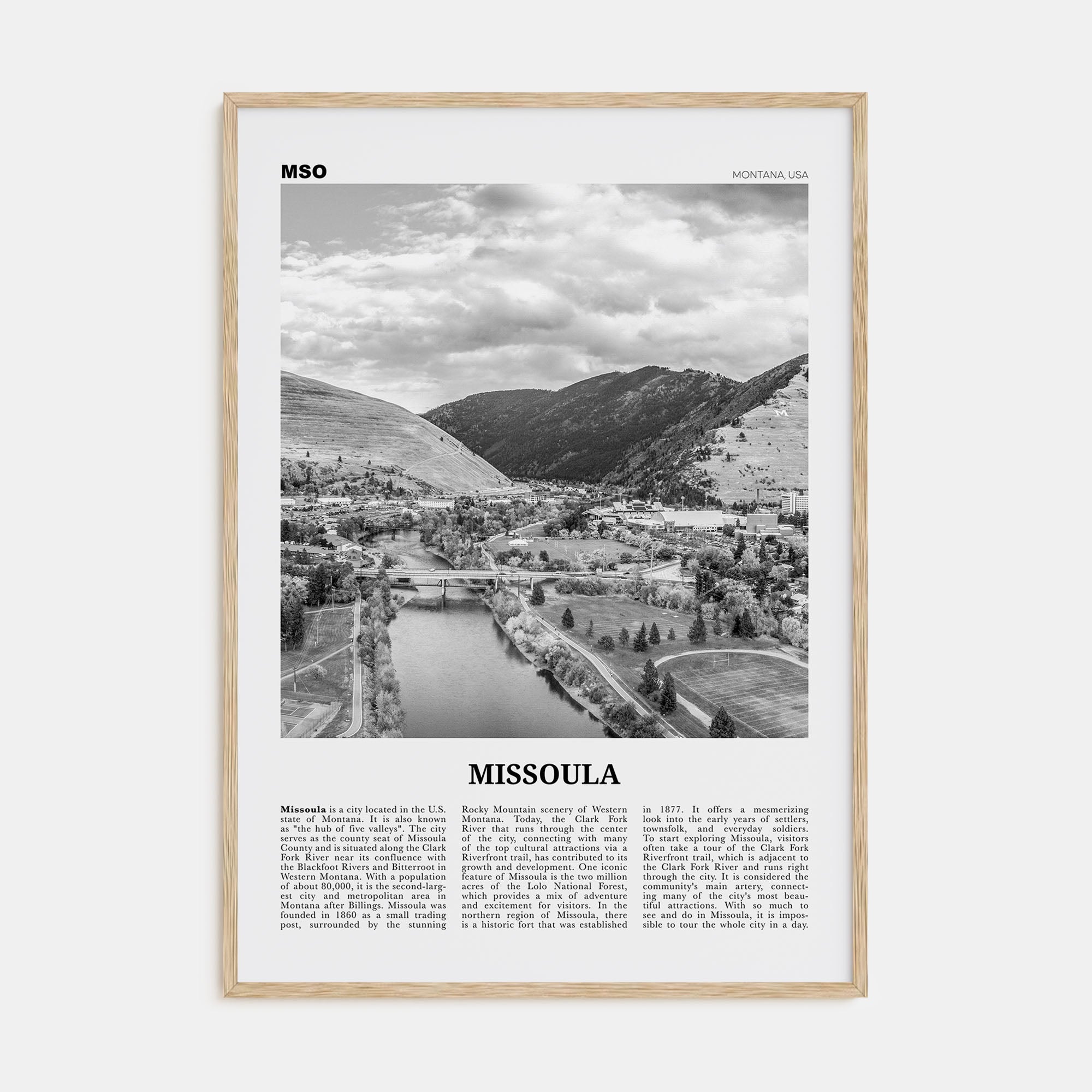 Missoula Travel B&W Poster