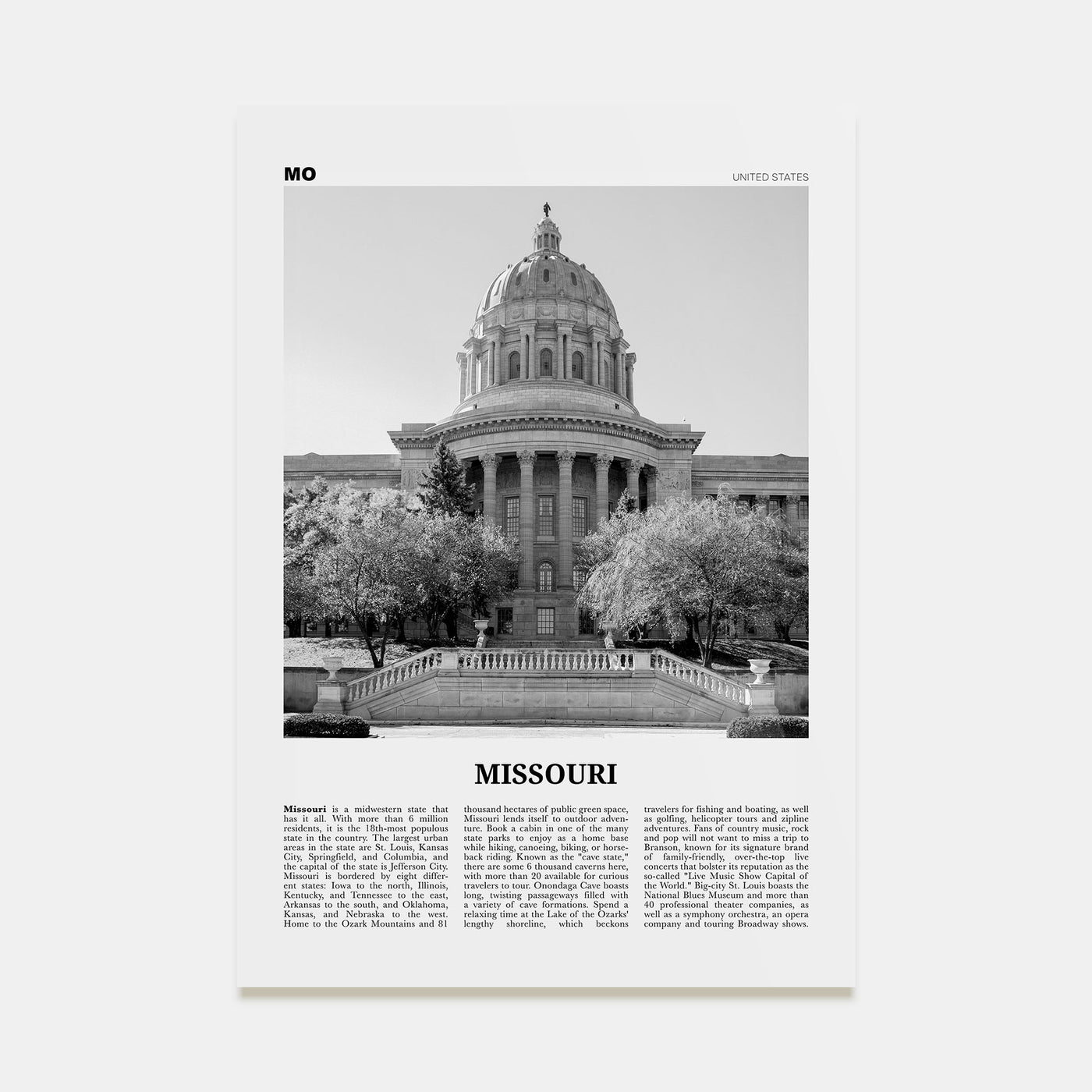 Missouri Travel B&W No 3 Poster