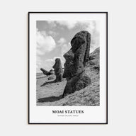 Moai Statues Portrait B&W Poster