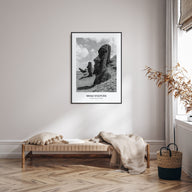 Moai Statues Portrait B&W Poster