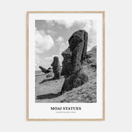 Moai Statues Portrait B&W Poster