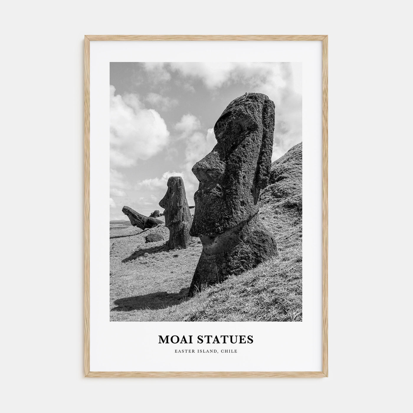 Moai Statues Portrait B&W Poster