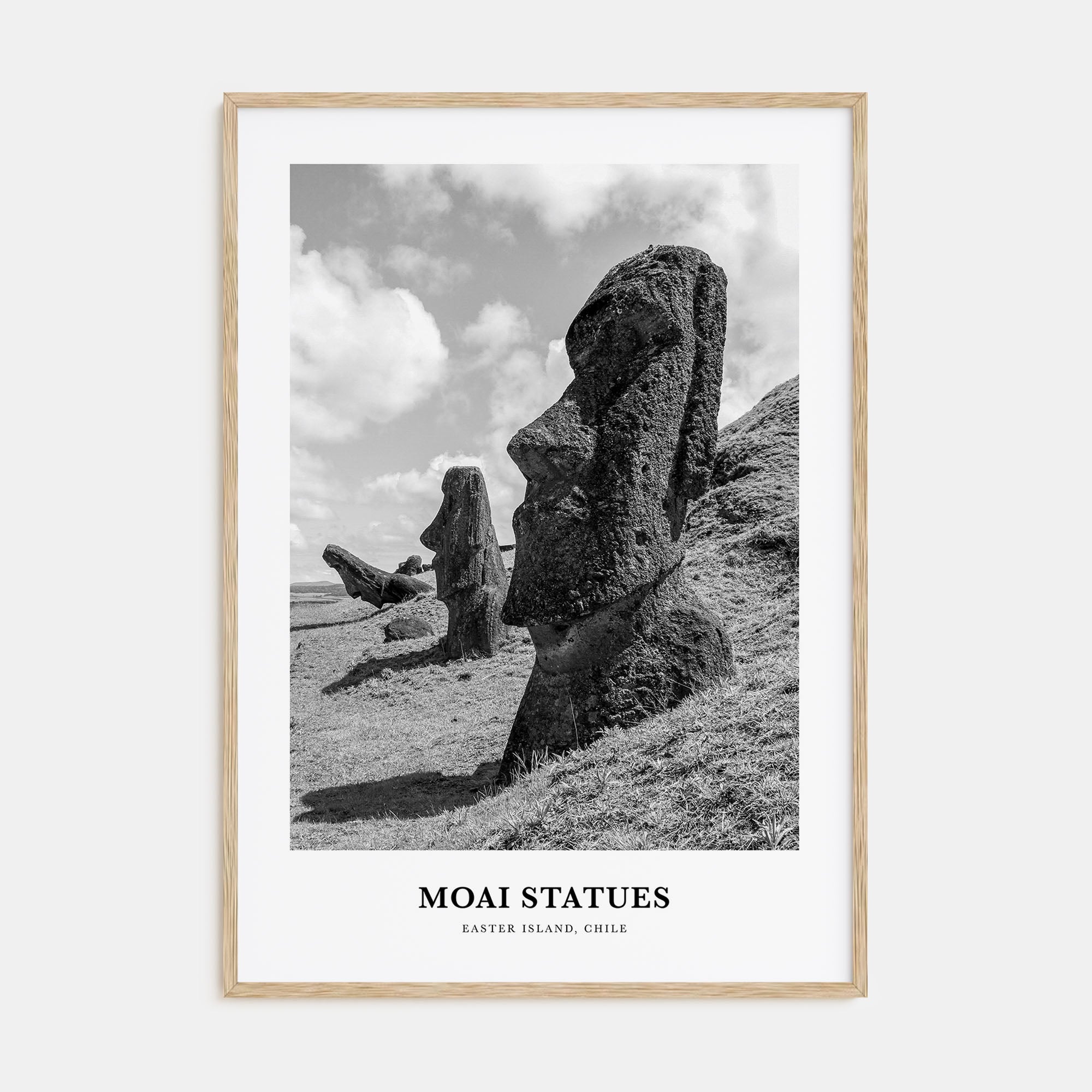 Moai Statues Portrait B&W Poster
