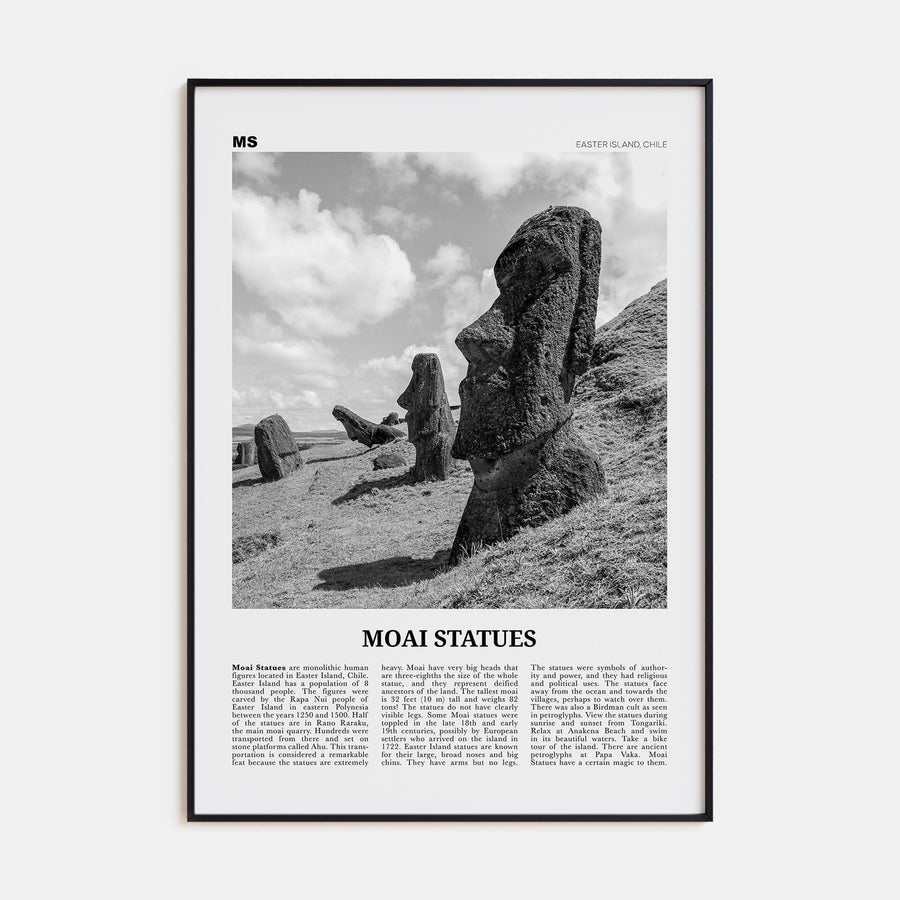 Moai Statues Travel B&W Poster