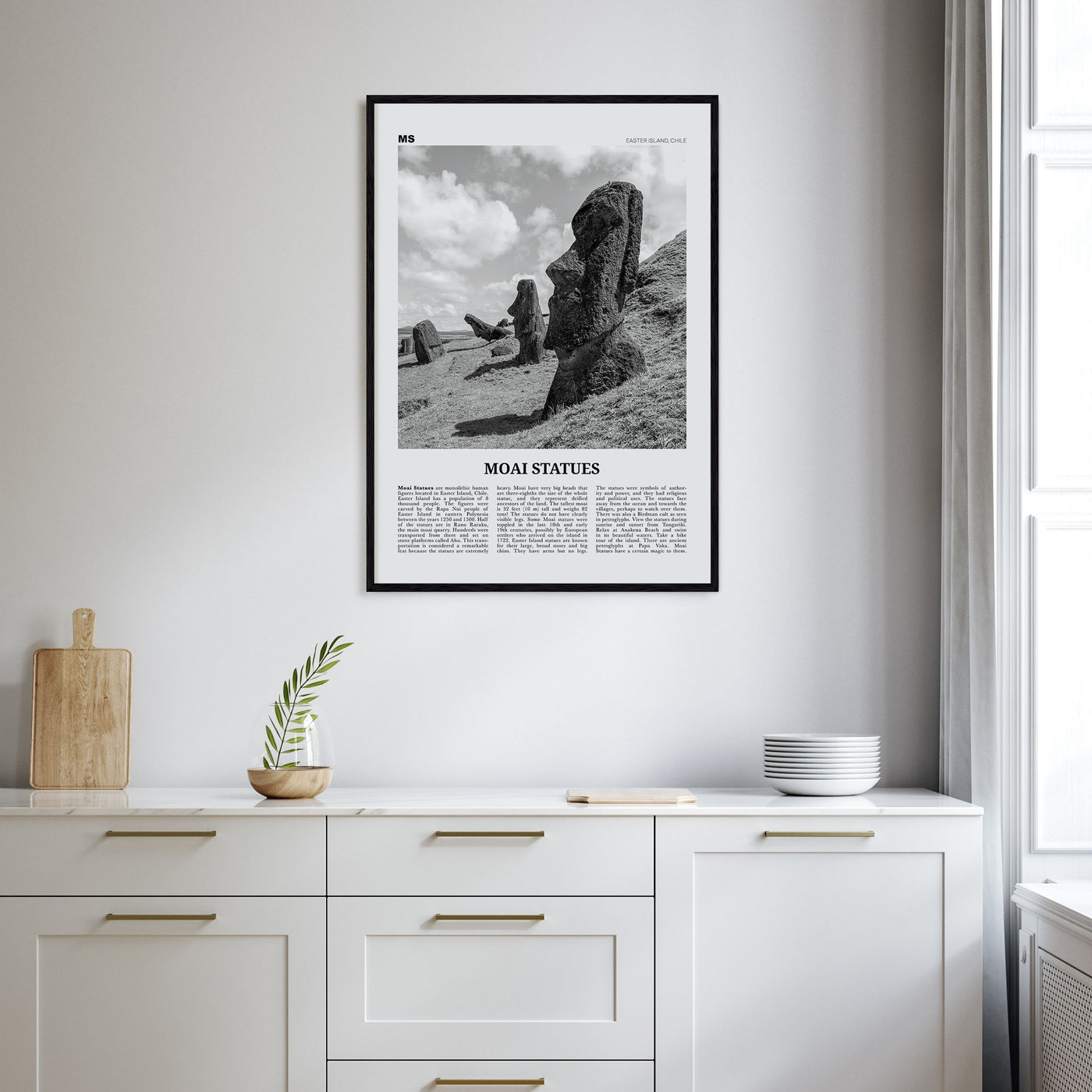 Moai Statues Travel B&W Poster