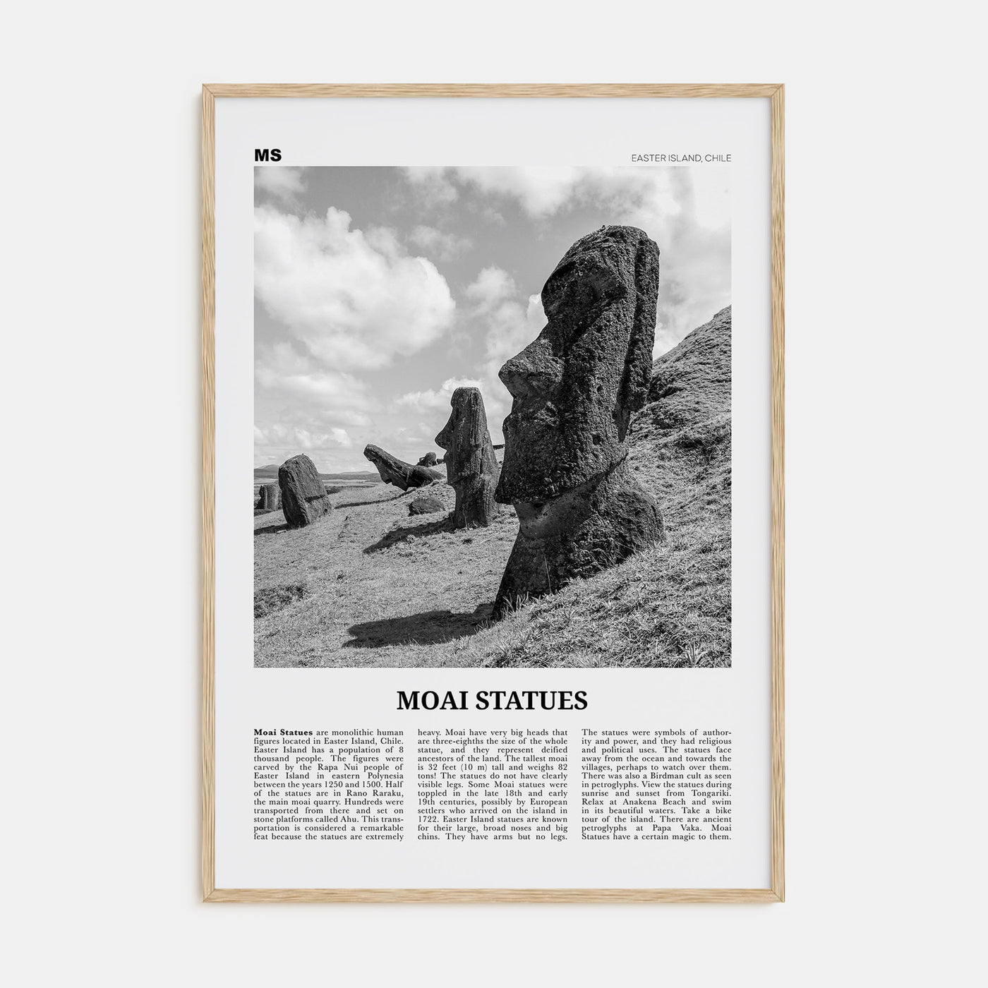 Moai Statues Travel B&W Poster