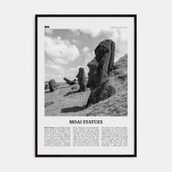 Moai Statues Travel B&W Poster