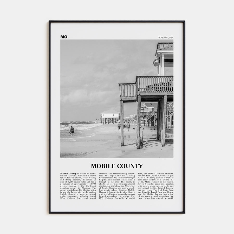 Mobile County Travel B&W Poster