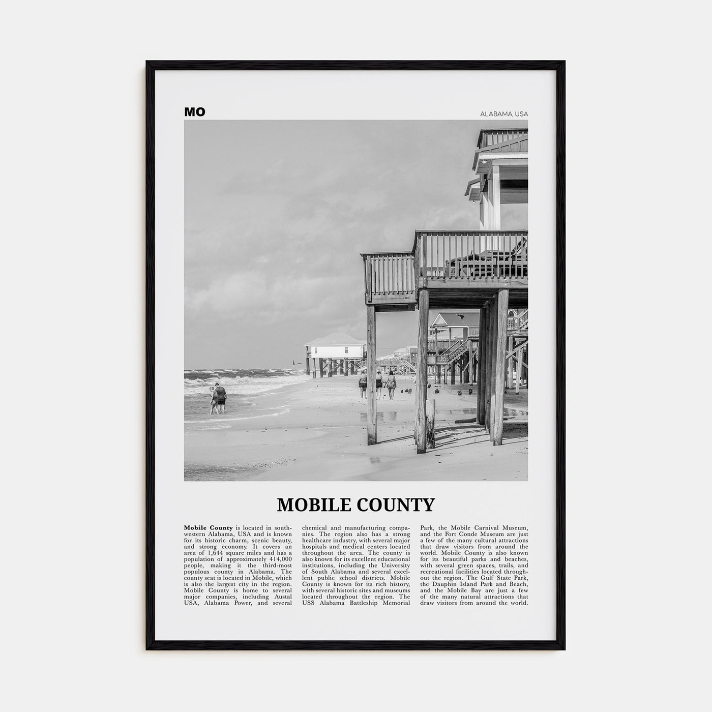 Mobile County Travel B&W Poster