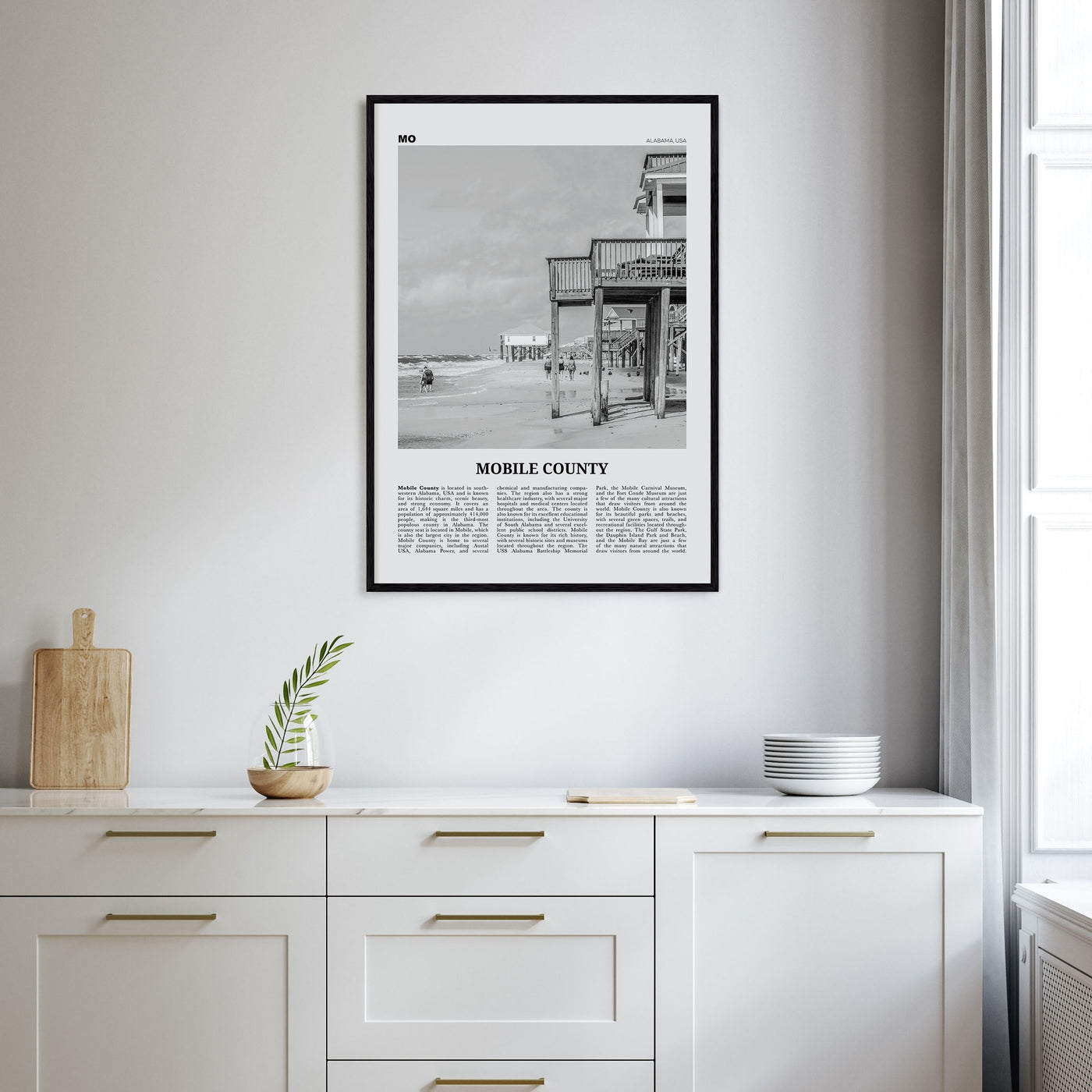 Mobile County Travel B&W Poster