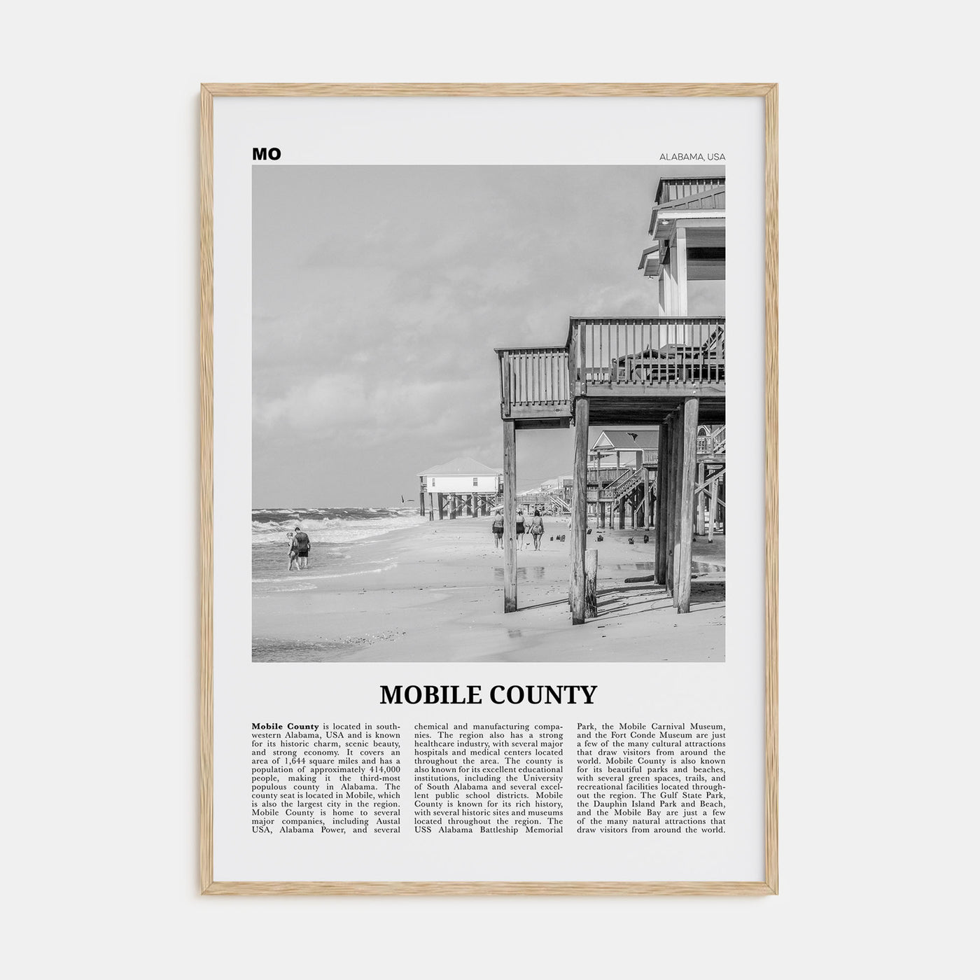 Mobile County Travel B&W Poster