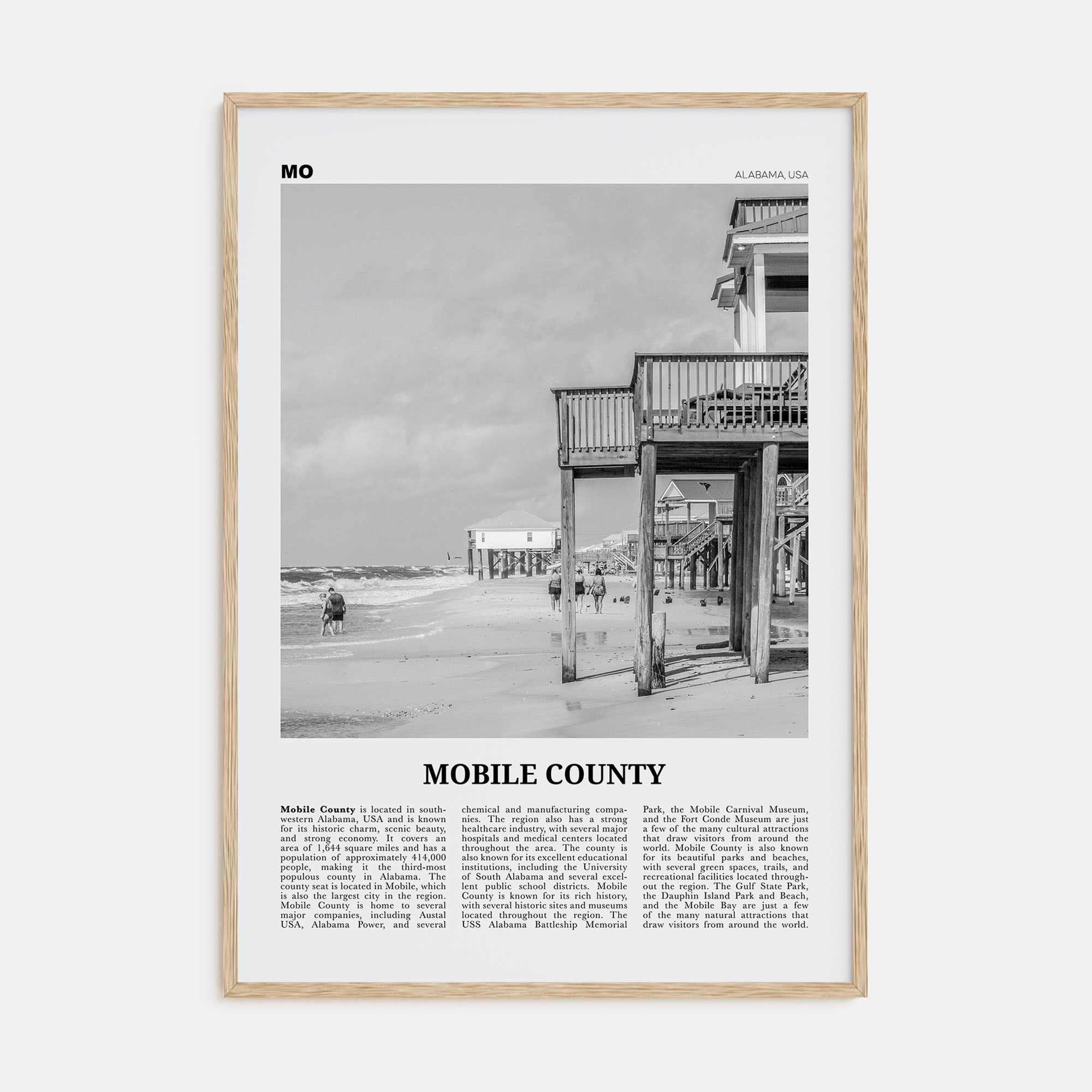 Mobile County Travel B&W Poster