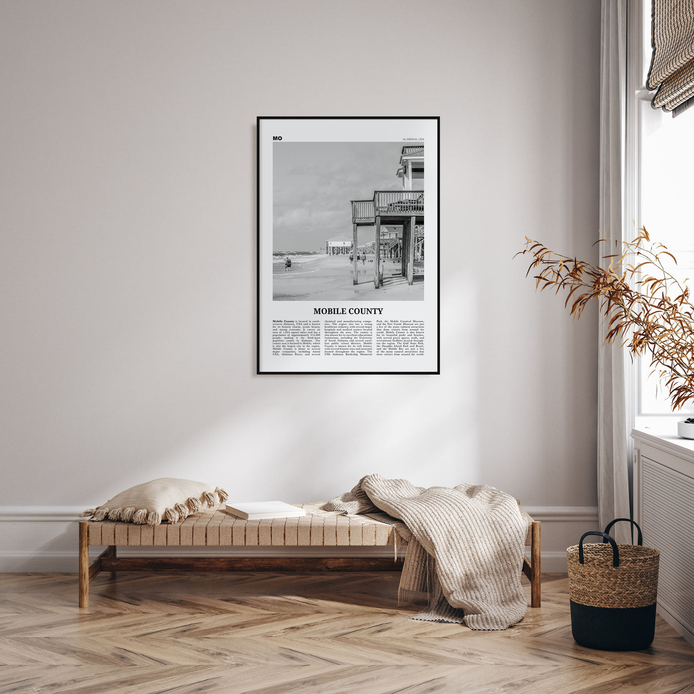 Mobile County Travel B&W Poster