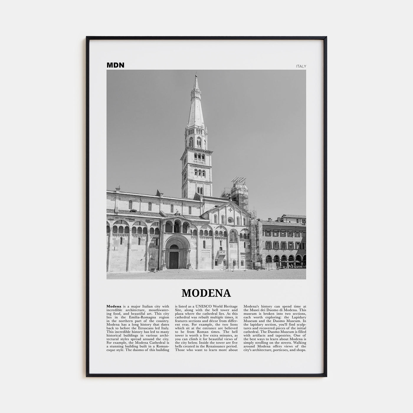 Modena Travel B&W Poster