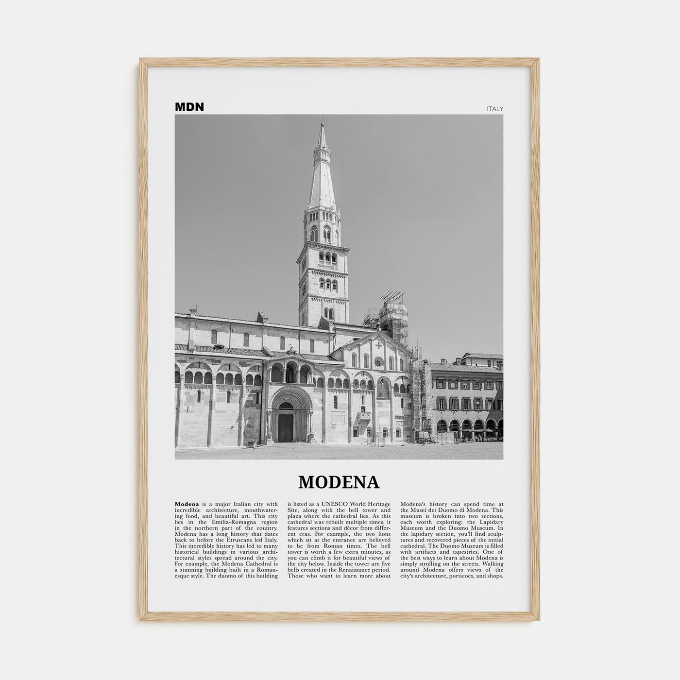 Modena Travel B&W Poster