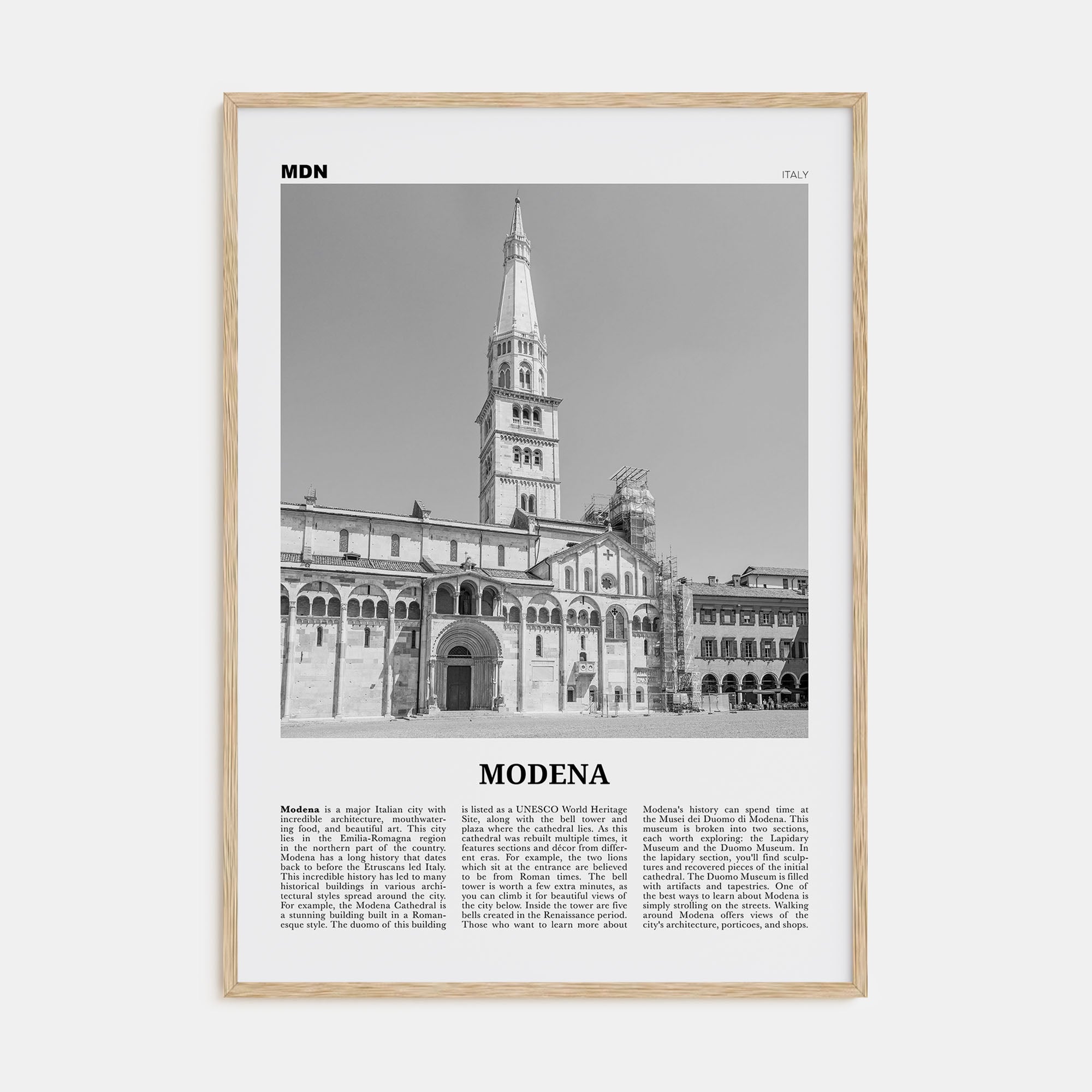Modena Travel B&W Poster