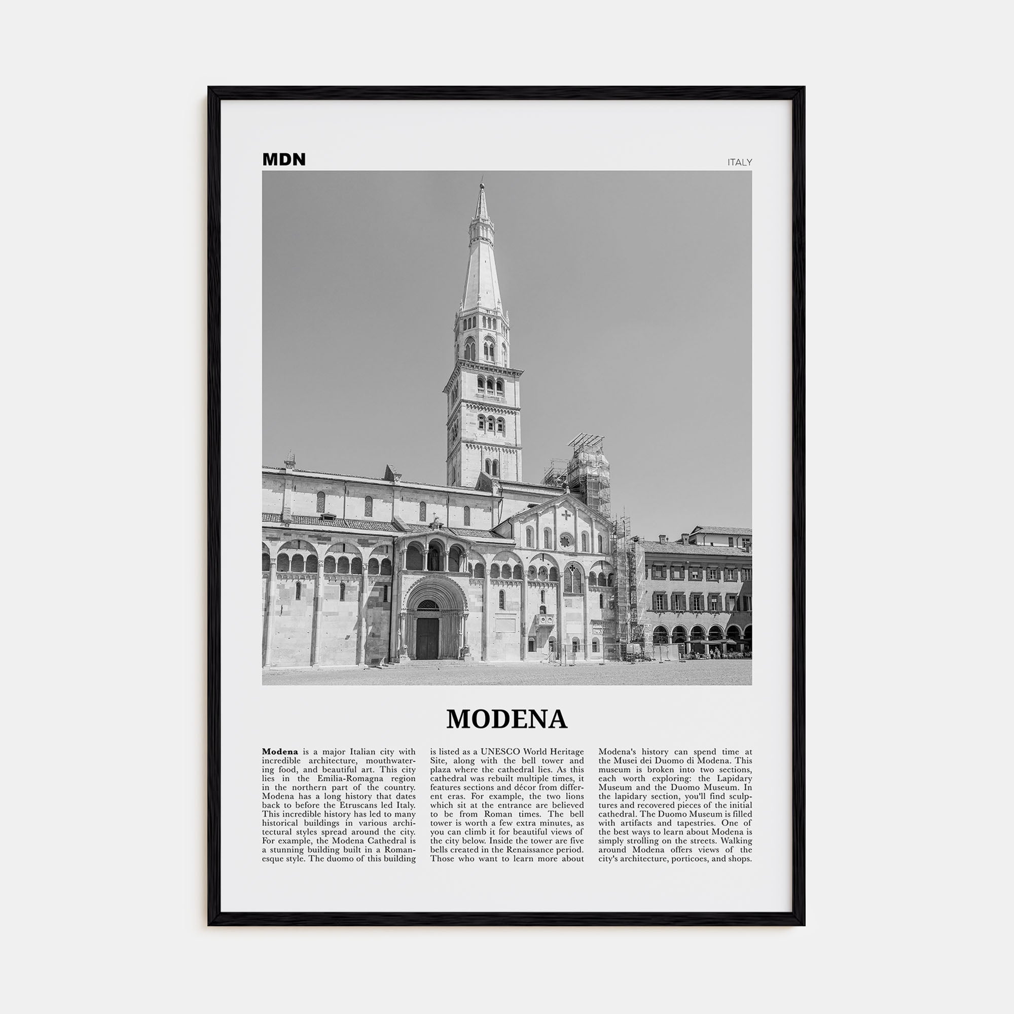 Modena Travel B&W Poster