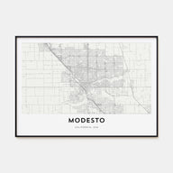 Modesto Map Landscape Poster