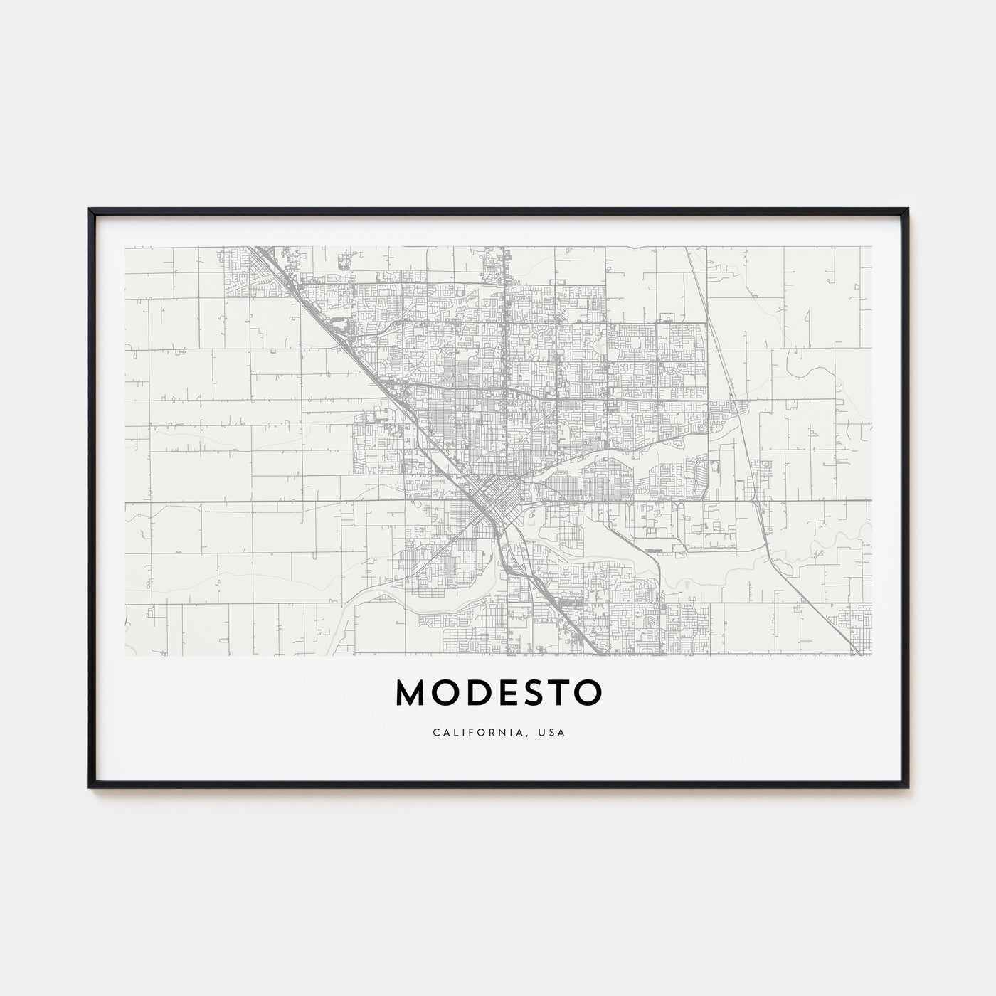Modesto Map Landscape Poster
