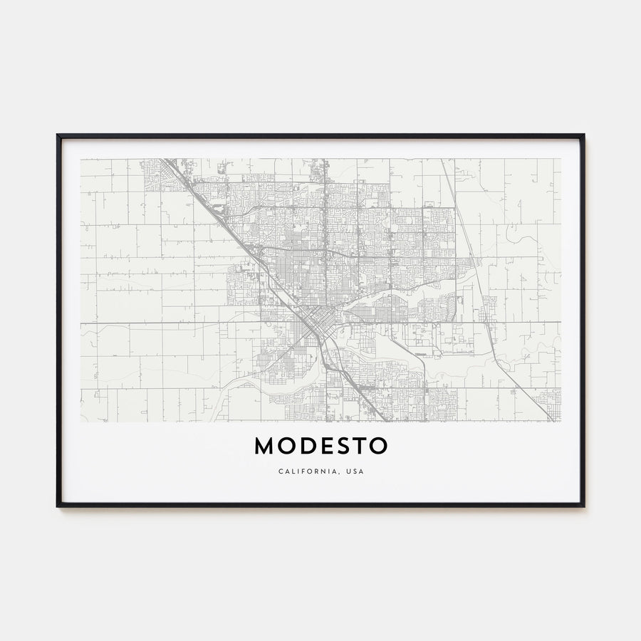 Modesto Map Landscape Poster