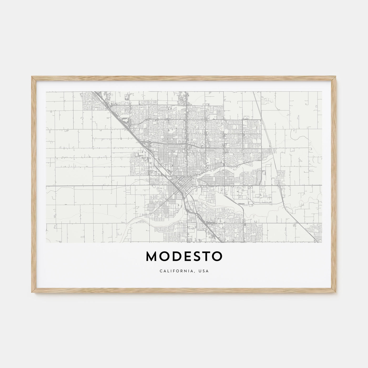 Modesto Map Landscape Poster