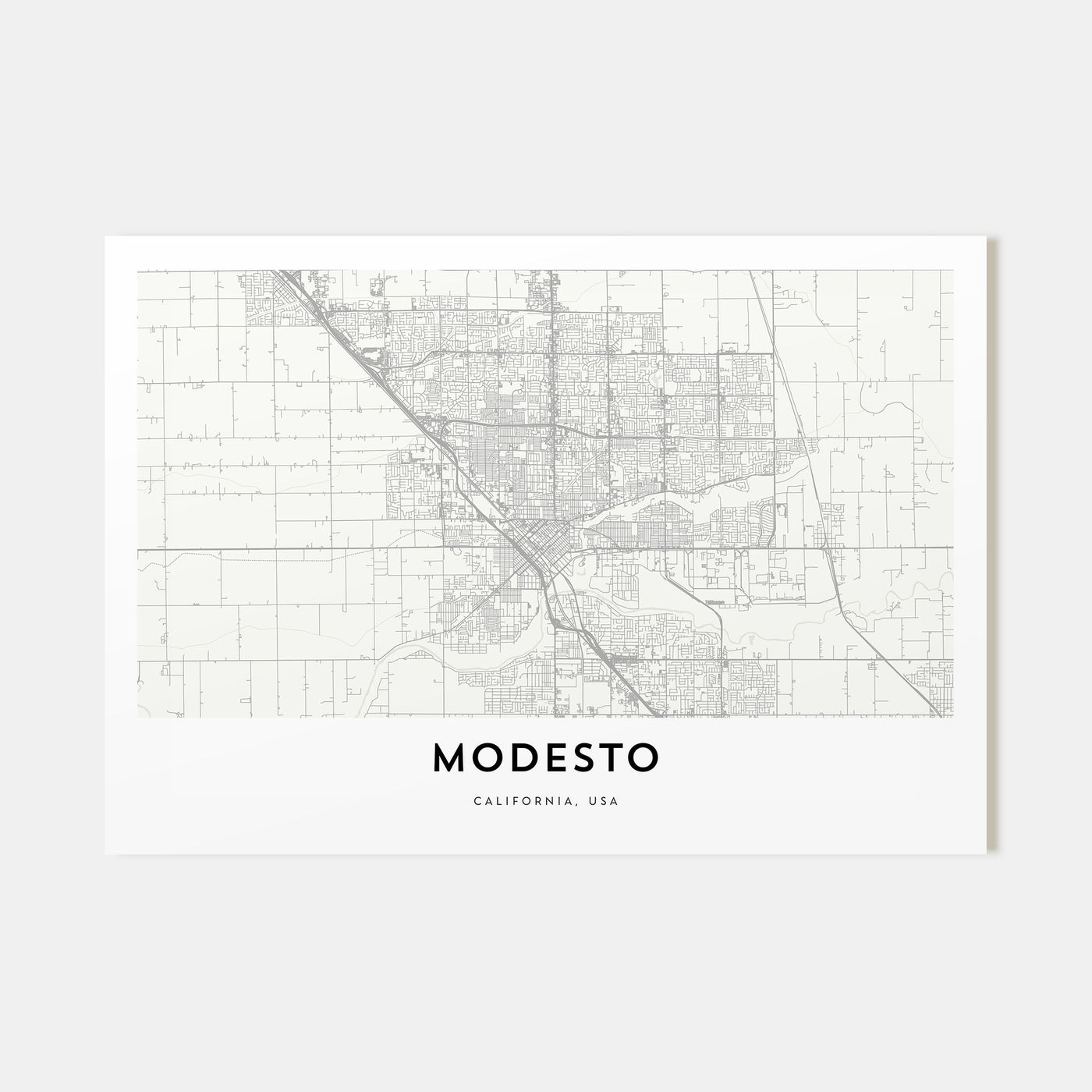 Modesto Map Landscape Poster
