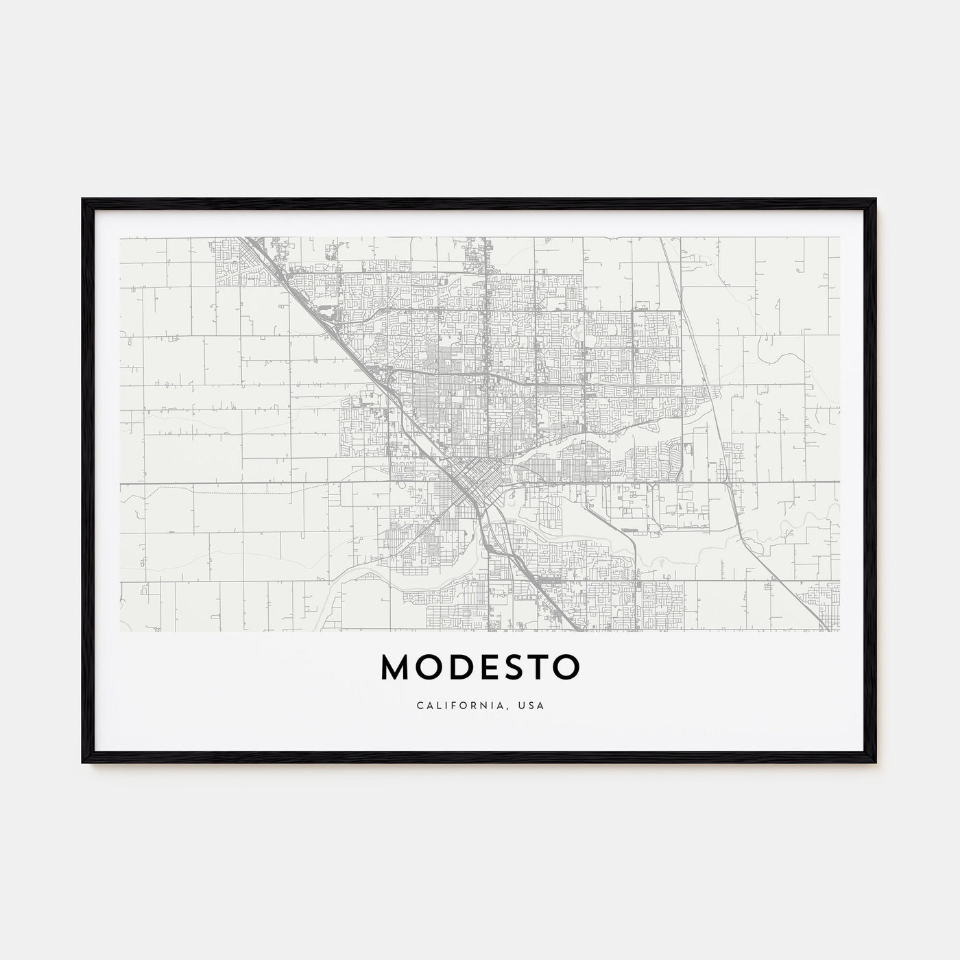 Modesto Map Landscape Poster