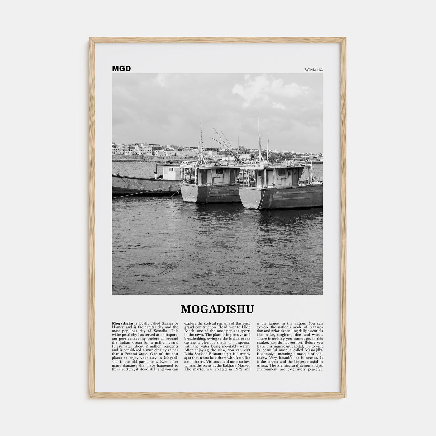 Mogadishu Travel B&W Poster