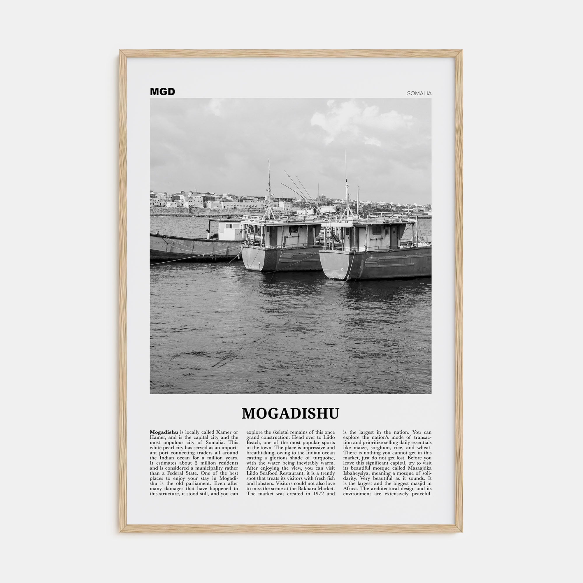 Mogadishu Travel B&W Poster