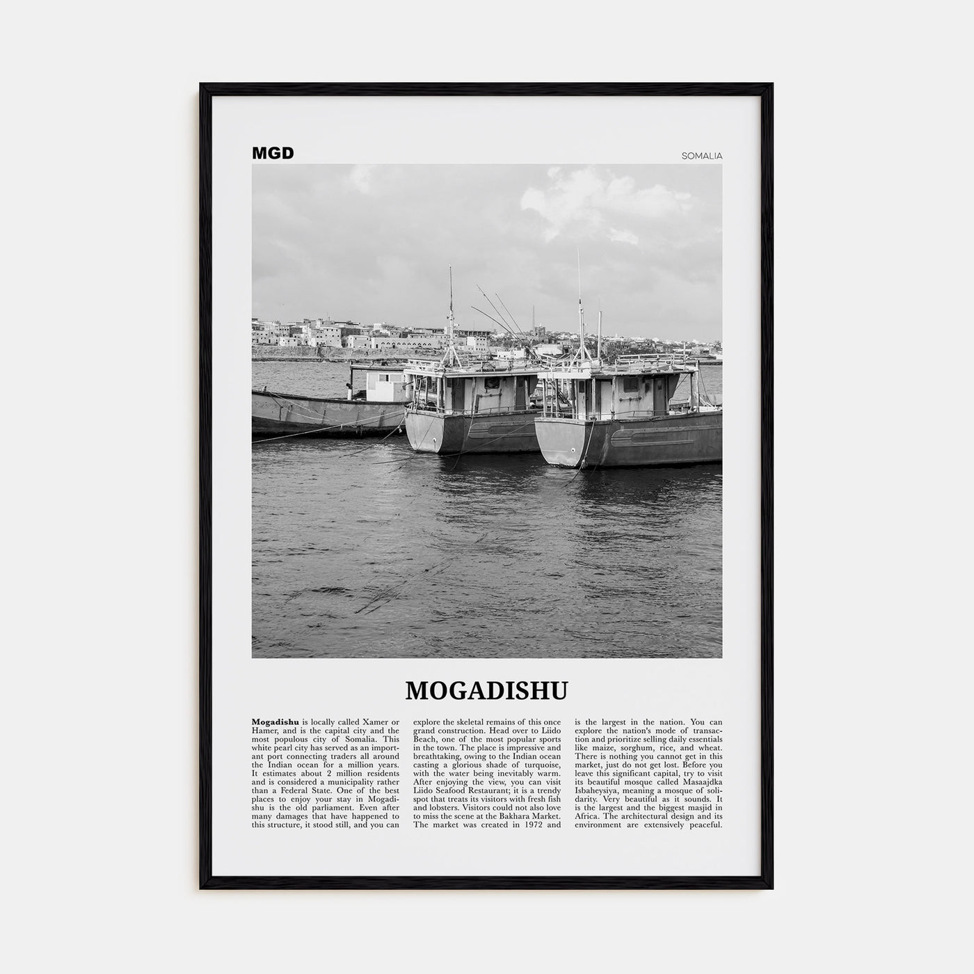 Mogadishu Travel B&W Poster
