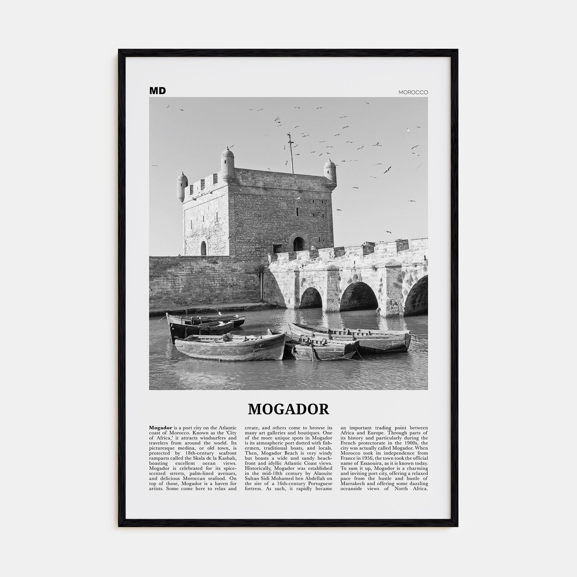Mogador Travel B&W Poster