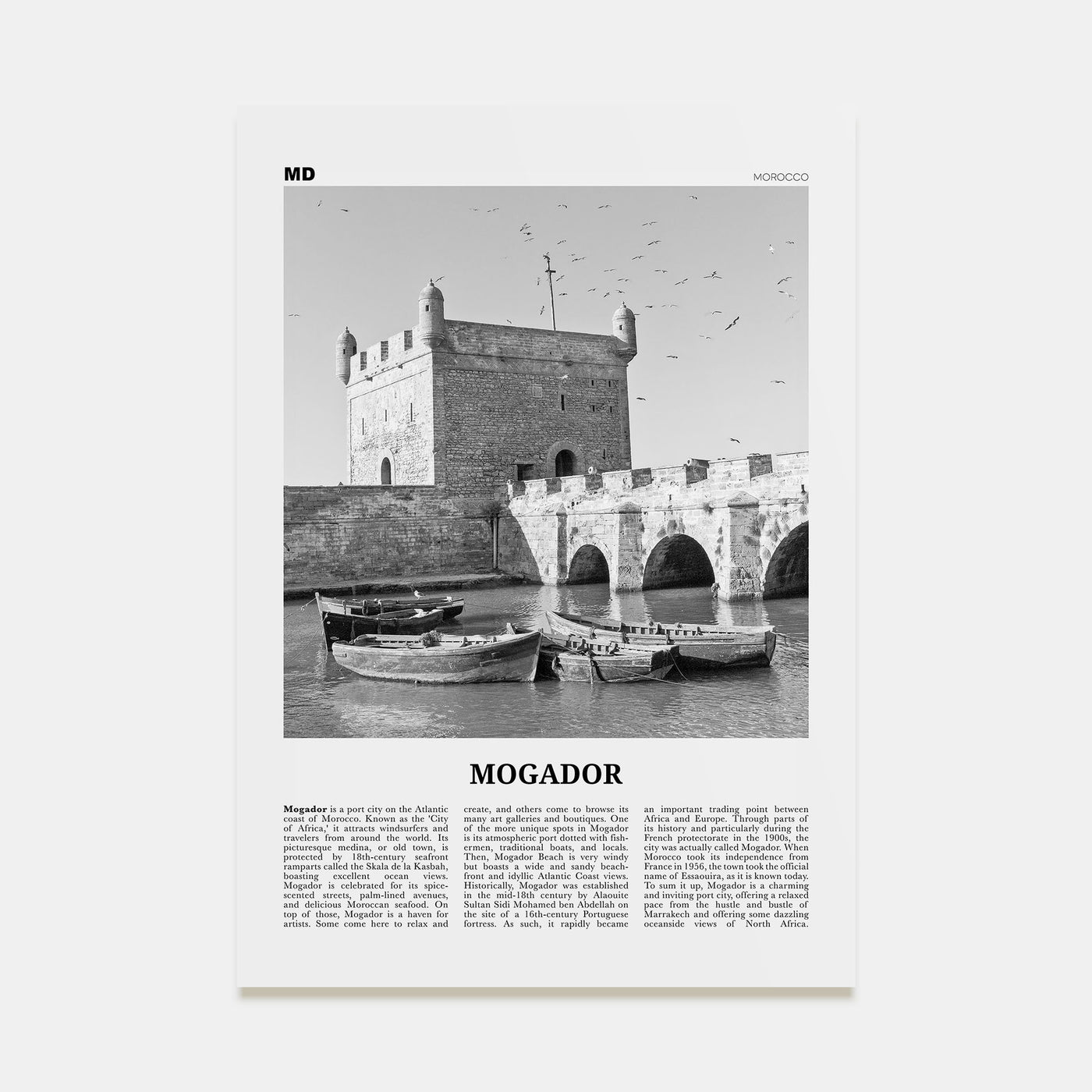 Mogador Travel B&W Poster