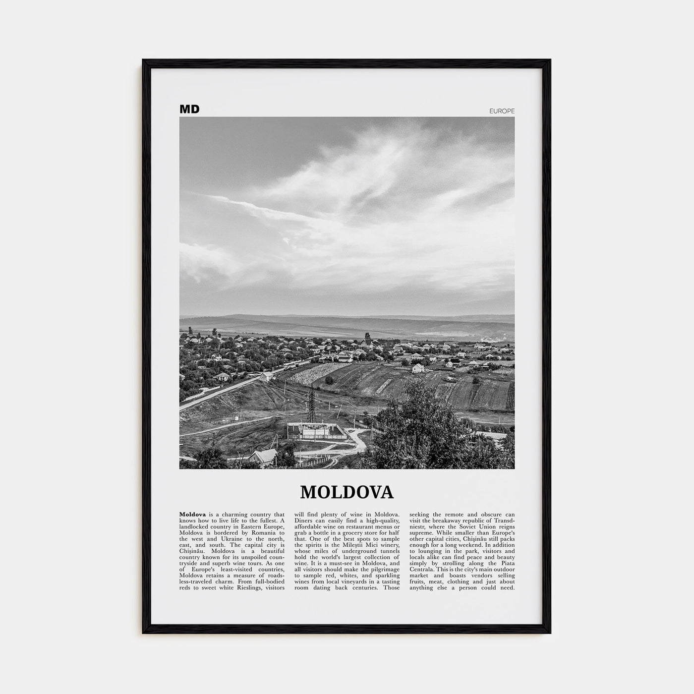 Moldova Travel B&W Poster