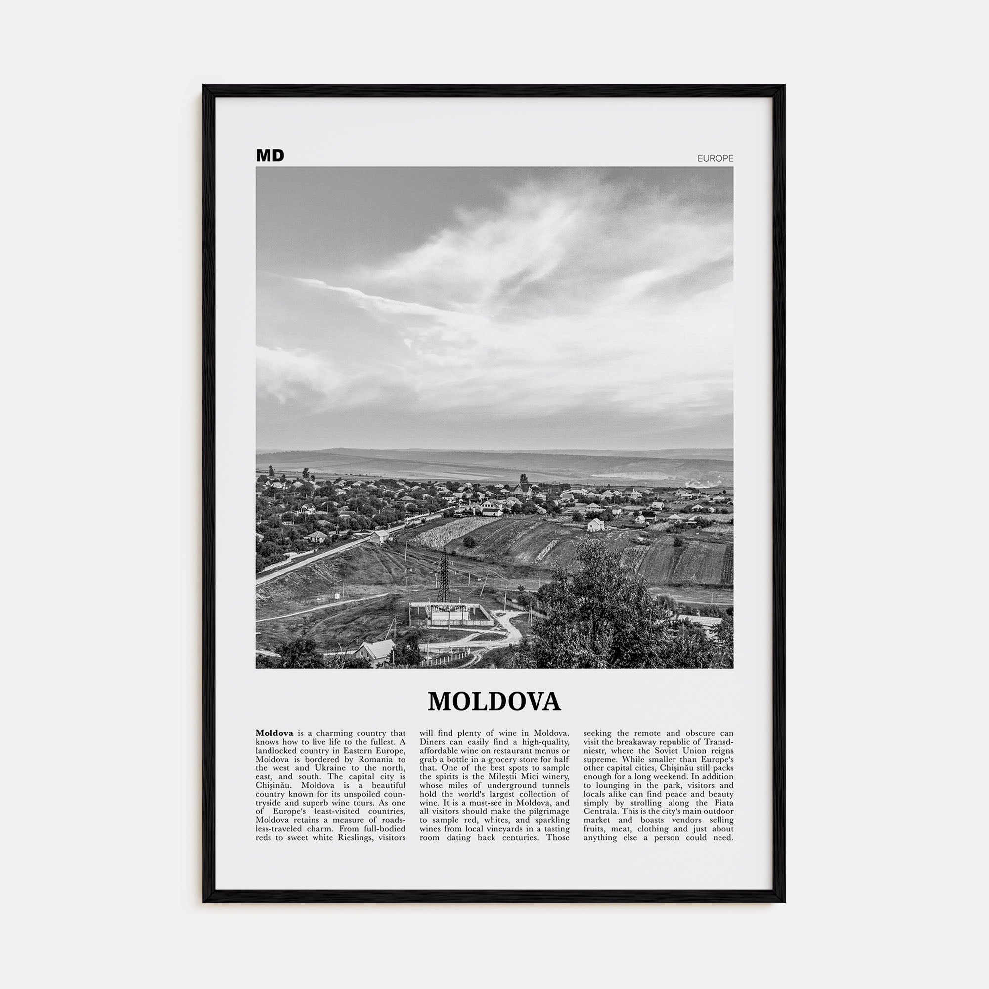 Moldova Travel B&W Poster