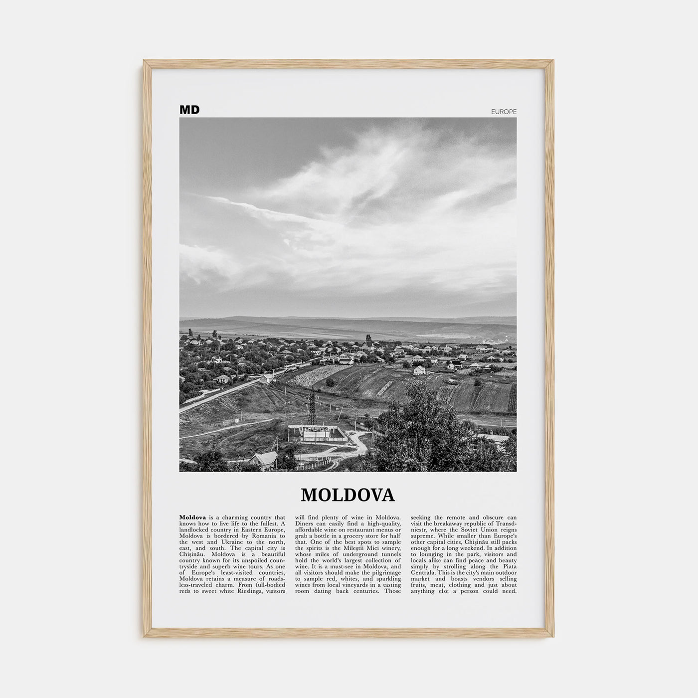 Moldova Travel B&W Poster