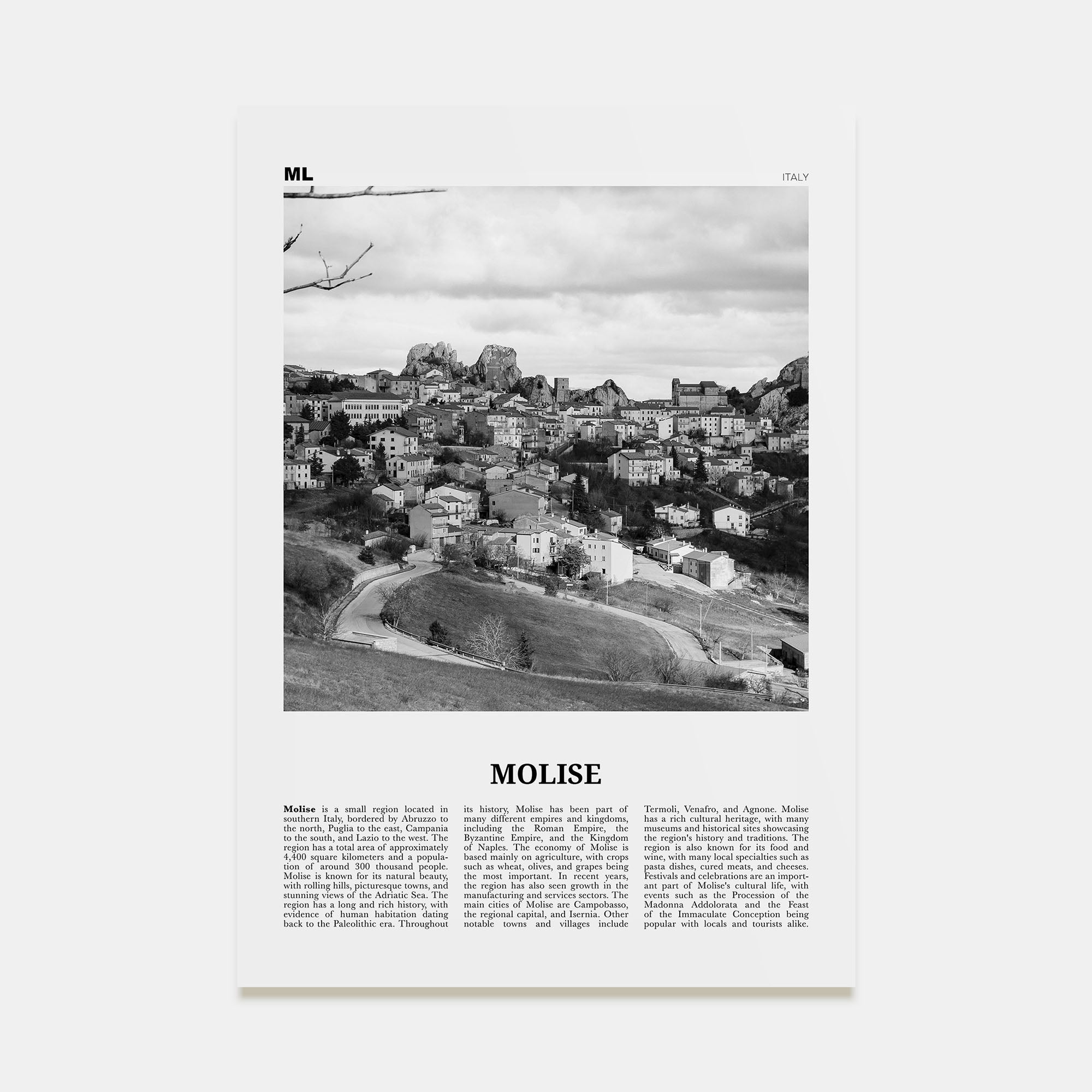 Molise Travel B&W Poster
