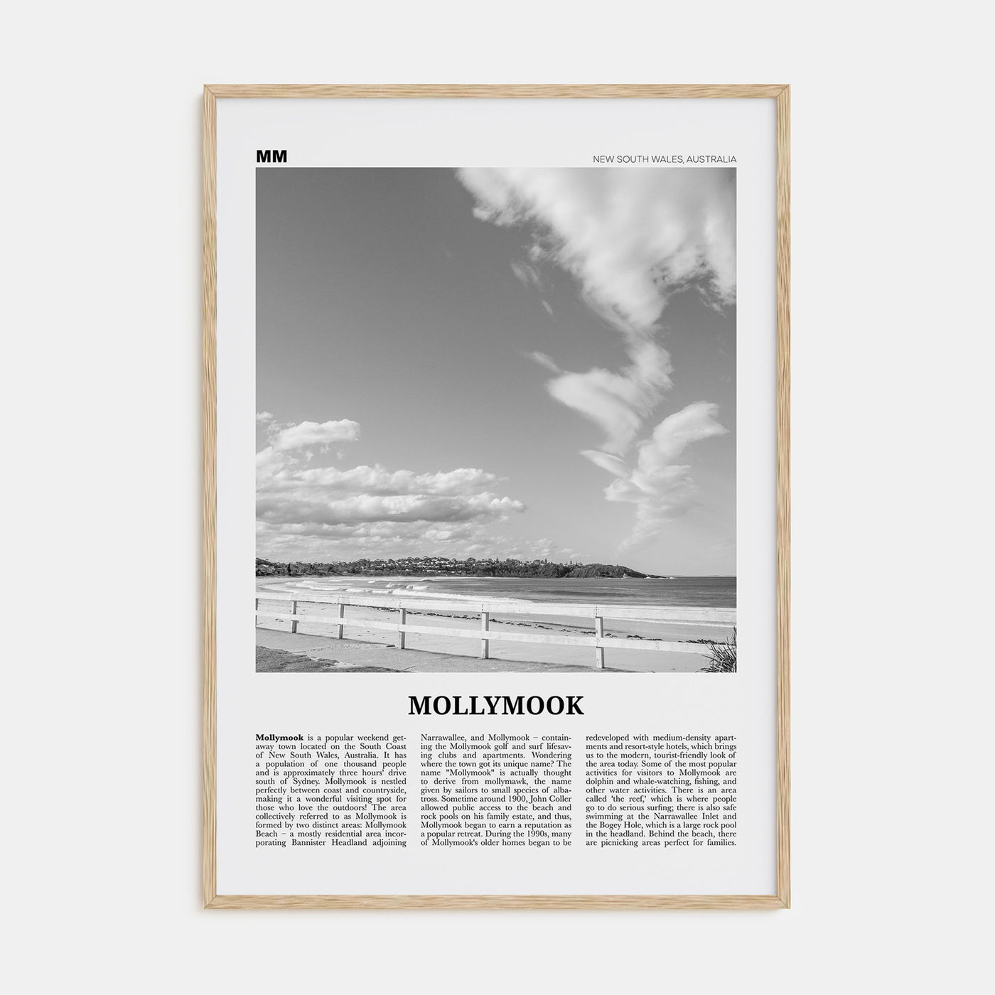 Mollymook Travel B&W Poster