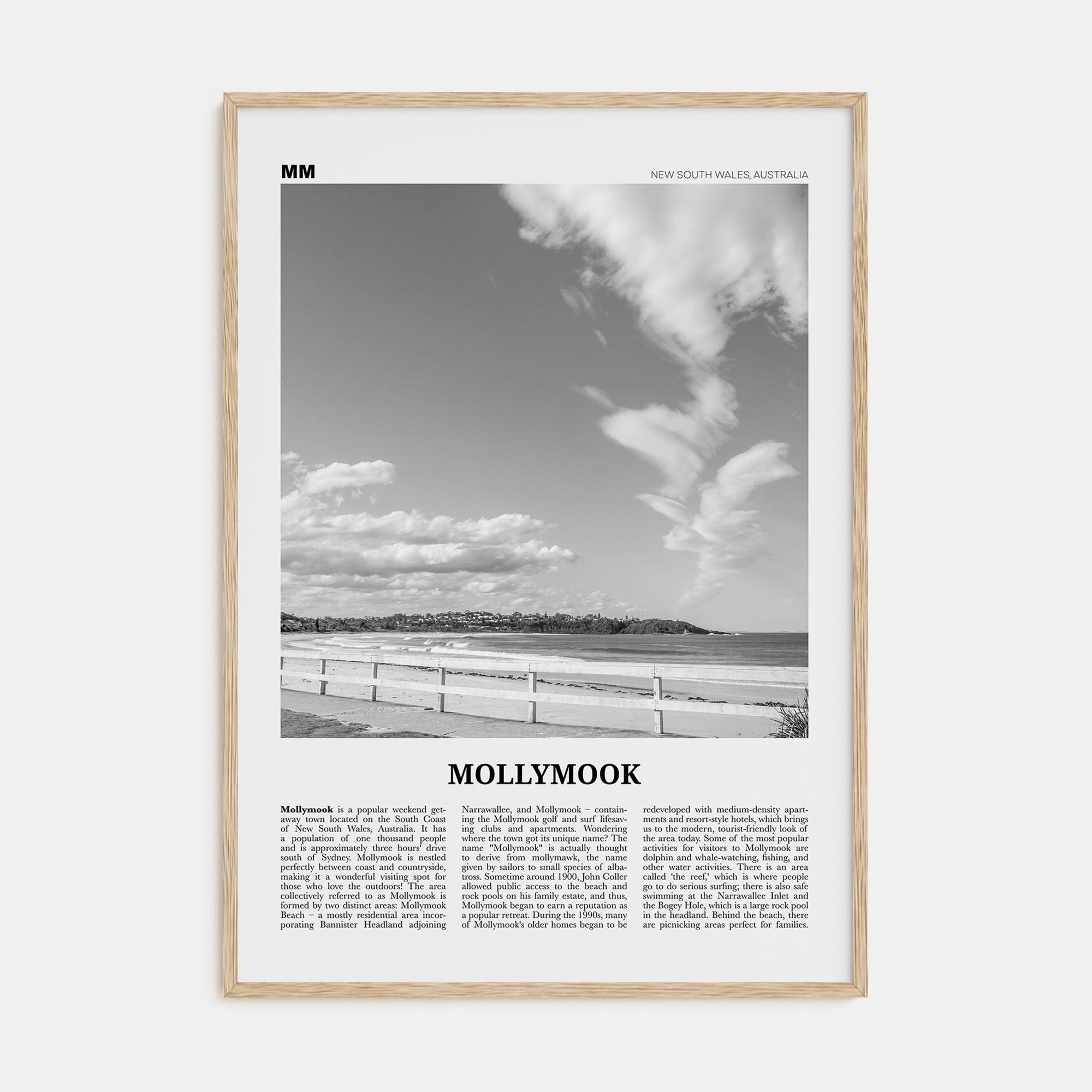 Mollymook Travel B&W Poster