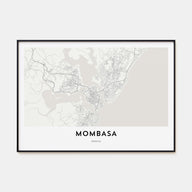 Mombasa Map Landscape Poster