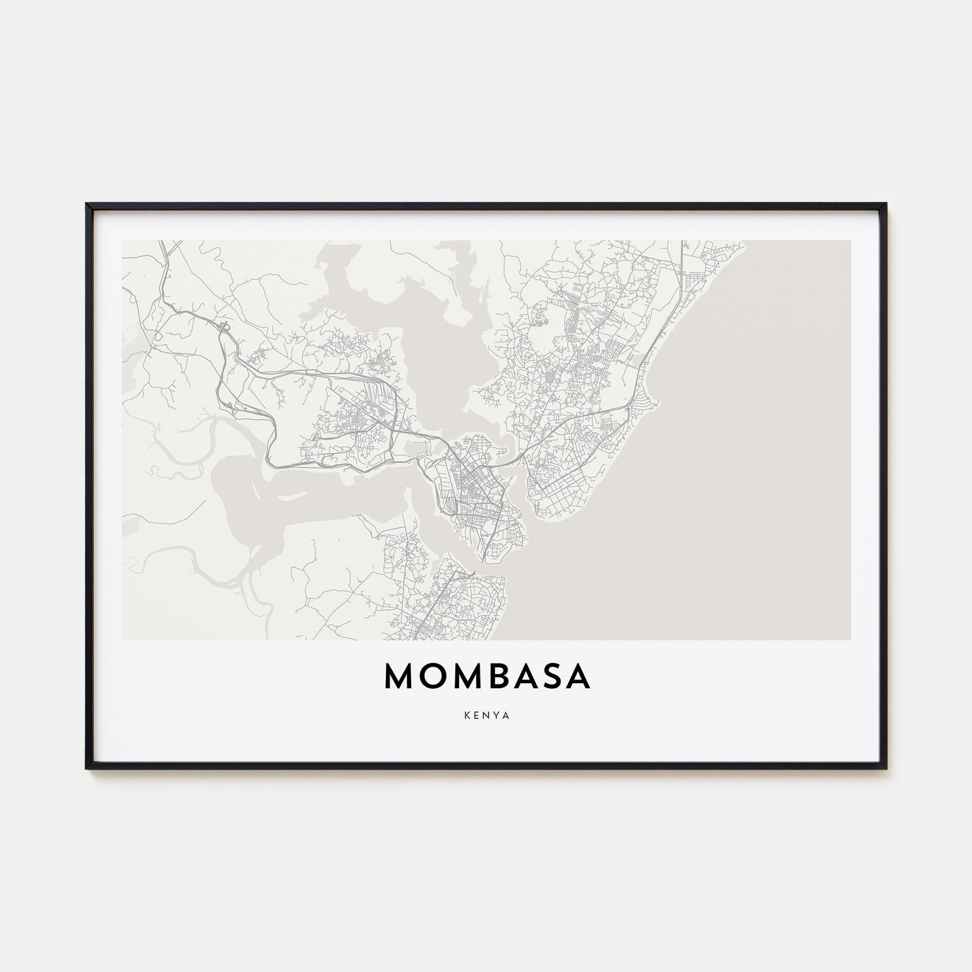 Mombasa Map Landscape Poster