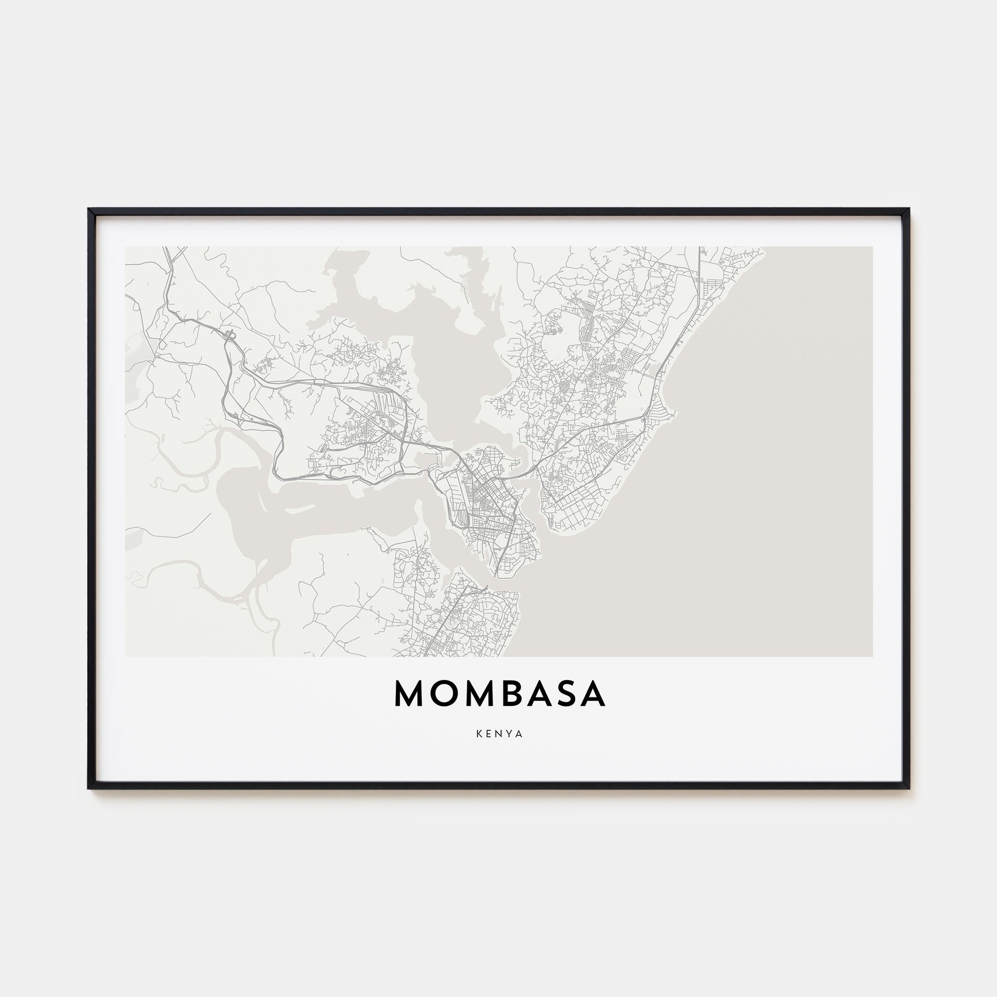 Mombasa Map Landscape Poster
