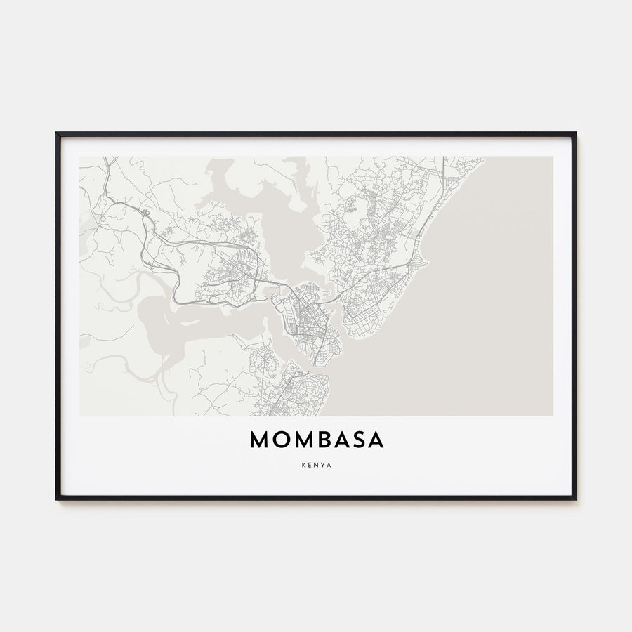 Mombasa Map Landscape Poster