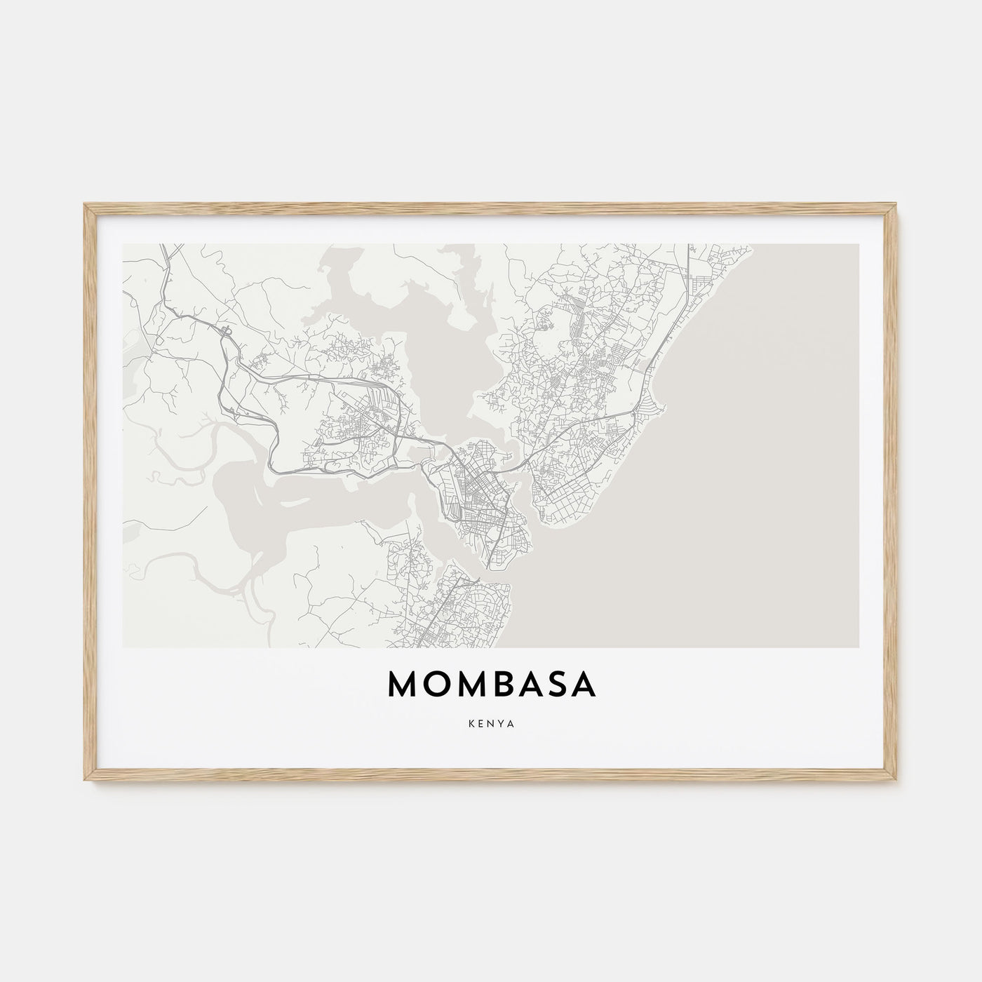 Mombasa Map Landscape Poster