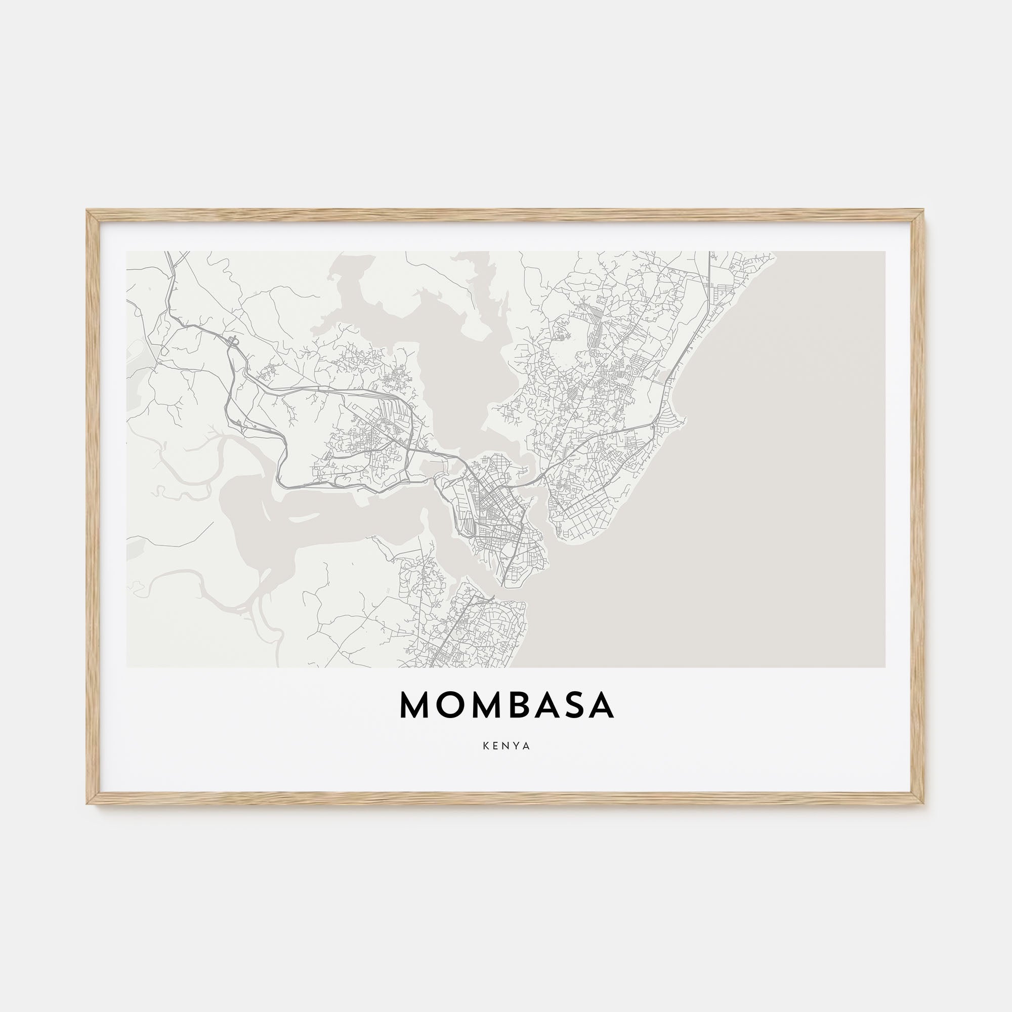 Mombasa Map Landscape Poster