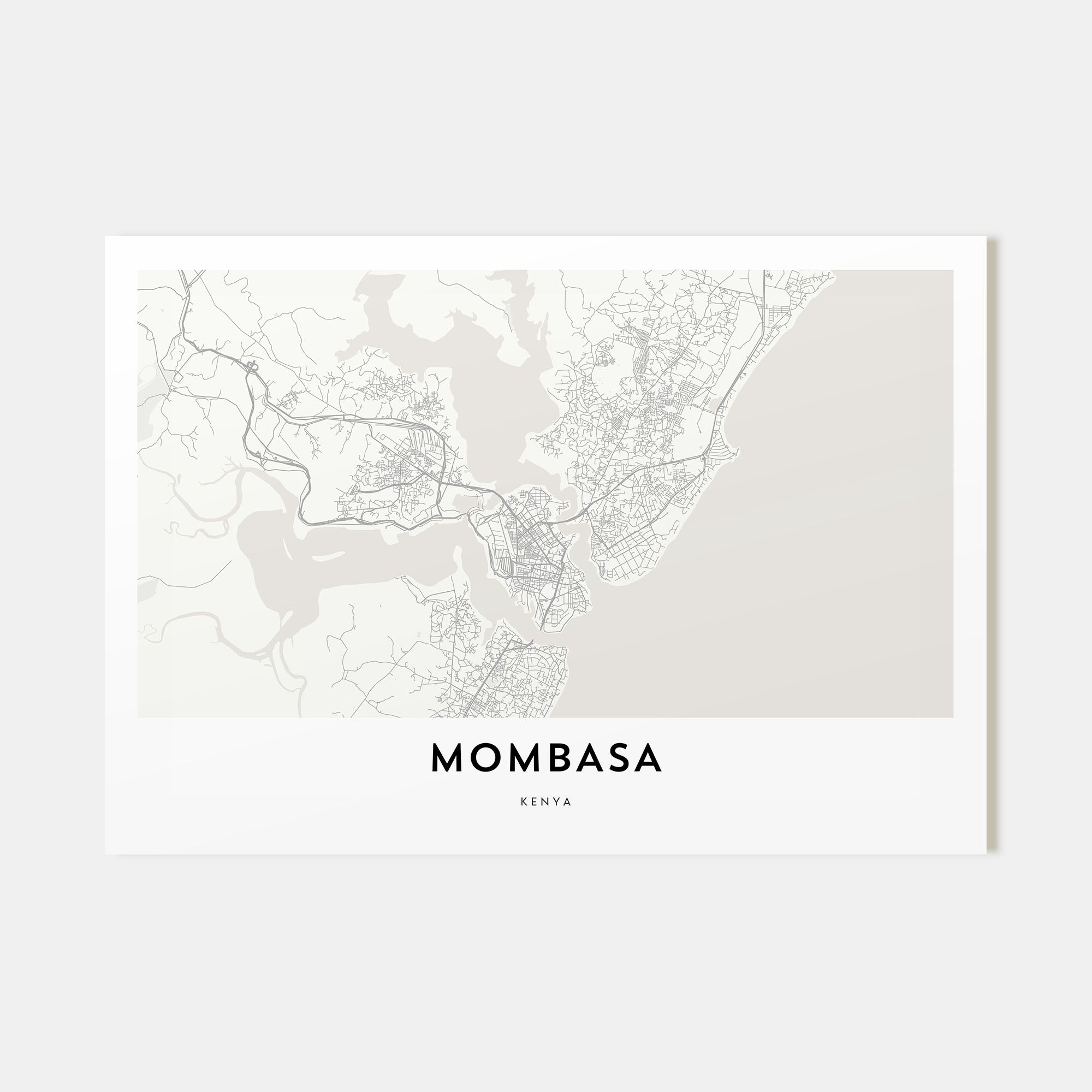 Mombasa Map Landscape Poster